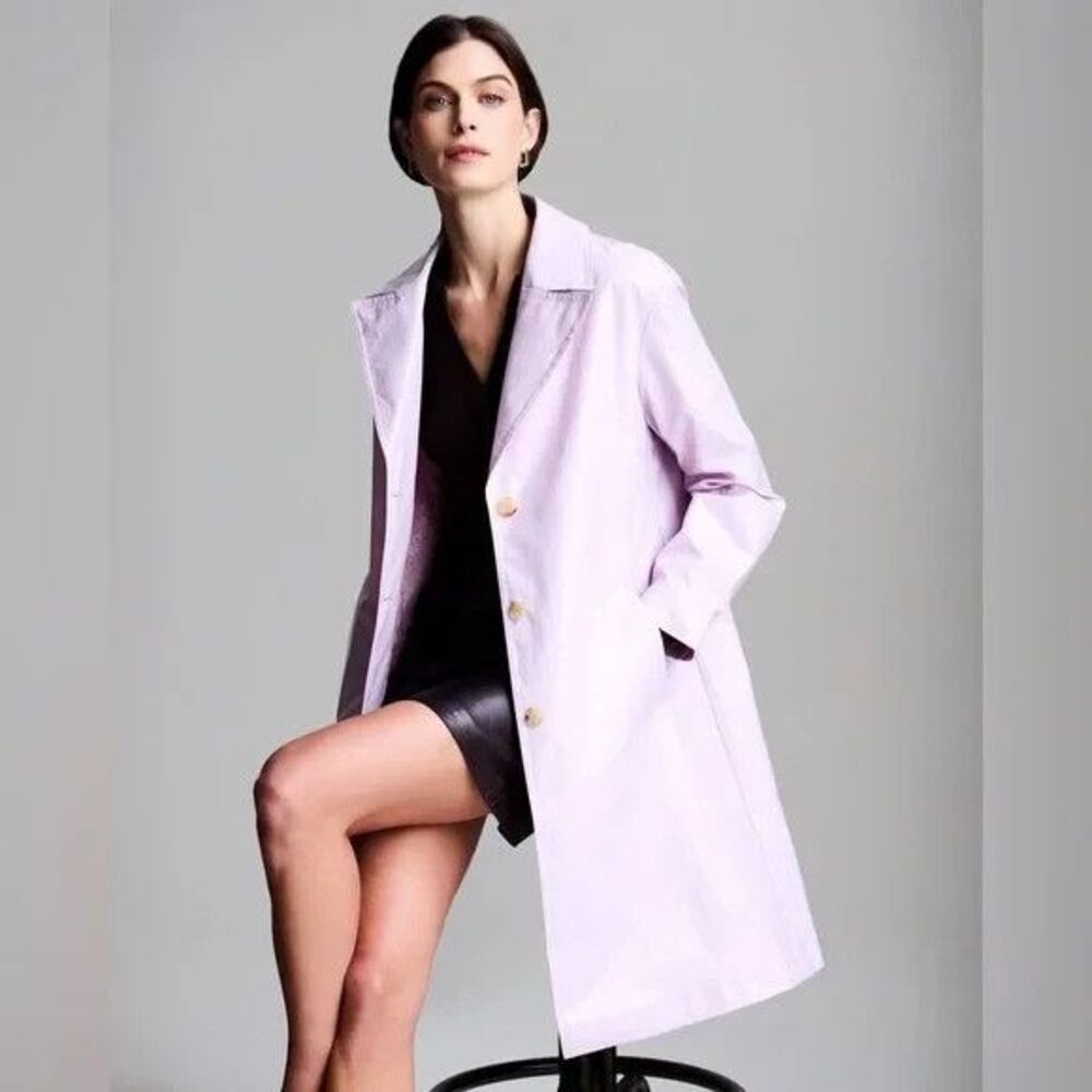 New NWT $495 Jane Post Iconic Light Slicker Rain Coat Trench Womens M Blush Pink